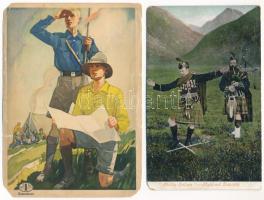 25 db RÉGI motívum képeslap vegyes minőségben: népviselet, művész, katonai