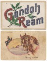 55 db RÉGI üdvözlő motívum képeslap vegyes minőségben: húsvét, névnap szerelem