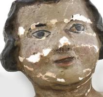 Angyal. cca XVIII. sz. közepe - második fele, magyar, faragott fa, blondel massza. Kopott, 38x15 cm