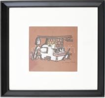 Litteczky-Krausz Ilona (1900-1975): Erdélyi konyha. Linómetszet, vegyes technika, papír, jelzett. 12...