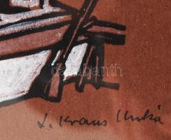 Litteczky-Krausz Ilona (1900-1975): Erdélyi konyha. Linómetszet, vegyes technika, papír, jelzett. 12...