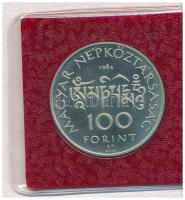 1984. 100Ft alpakka "Kőrösi Csoma Sándor" eredeti műbőr tokban, tanúsítvánnyal T:UNC (ered...