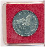 1983. 100Ft alpakka "Simon Bolivár" műbőrtokban, tanúsítvánnyal T:UNC (eredetileg PP)
Ada...