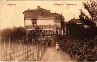 1914 Budapest XII. Németvölgy, Koós Ödön dr. min. osztálytanácsos villája és hátoldalon felesége levele. Tatár utca 10. (EK)