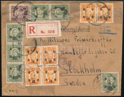 1947 Ajánlott cenzúrázott levél Shanghaiból Stockholmba / Japanese occupation / Registered censored cover from Shanghai to Stockholm