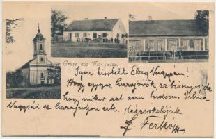 1904 Kisjécsa, Iecea Mica; templom, üzlet, utca / church, shop, street (fa)