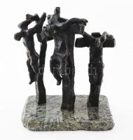 Kerényi Jenő (1908-1975): Golgota. 1972. Patinázott bronz, márvány talapzaton. Jelzett a jobb oldali kereszten. Hibátlan, 36x29x20 cm