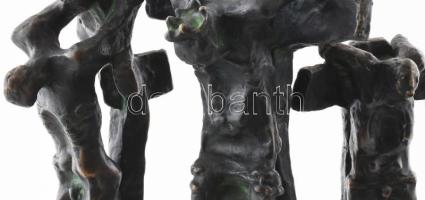Kerényi Jenő (1908-1975): Golgota. 1972. Patinázott bronz, márvány talapzaton. Jelzett a jobb oldali...