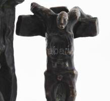 Kerényi Jenő (1908-1975): Golgota. 1972. Patinázott bronz, márvány talapzaton. Jelzett a jobb oldali...