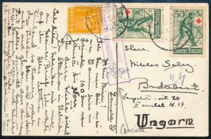 ~1918 Cenzúrázott képeslap Budapestre / Censored postcard to Hungary