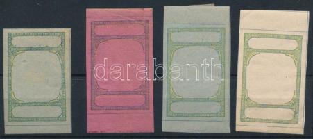4 okmánybélyeg fázisnyomat / phase prints of fiscal stamps, 4 different