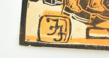 Józsa János (1936-2016): Betlehemesek. Színes fametszet, papír. Jelzett a metszeten. Körbevágva. 23x...