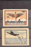 1921 2 klf Aero-Targ Poznan félhivatalos repülő bélyeg / Mi I-II