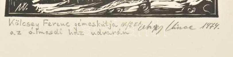 Nagy Vince (1939-): Kölcsey Ferenc gémeskútja. Linónmetszet, papír, jelzett, művészpéldány IV./2 E.A...