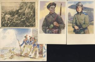 4 db régi militária képeslap