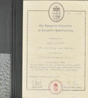 1993 MTA Tudományok doktora oklevél Szabó János és Láng András autográf aláírásával