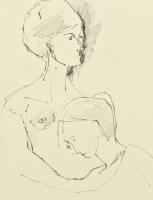 Darnó Éva (1980-): 14 db tanulmányrajz. Tus, papír, jelzettek.,27x20 cm