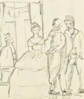 Darnó Éva (1980-): 14 db tanulmányrajz. Tus, papír, jelzettek.,27x20 cm