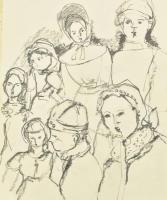 Darnó Éva (1980-): 14 db tanulmányrajz. Tus, papír, jelzettek.,27x20 cm