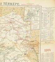 Freytag G. 1914-évi közlekedési térkép Osztrák-Magyar Monarchia és Balkánországokról 110x75 cm + 55 ...