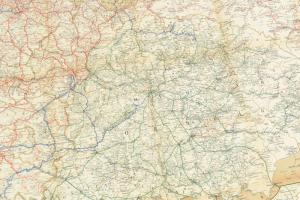 Freytag G. 1914-évi közlekedési térkép Osztrák-Magyar Monarchia és Balkánországokról 110x75 cm + 55 ...