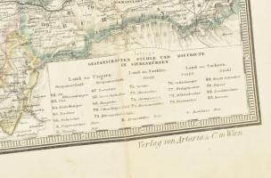 1870 Ungarn, Siebenbürgen, Kroatien, Slowenien und der Militärgrenze Franz Fried Artaria Magyarorszá...