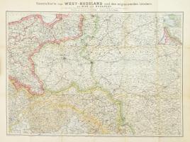 Generalkarte von West-Russland und den angrenzenden Ländern bis Wien und Budapest. Artaria, 1914., Wien 1: 1,500 000 térkép Sérült borítóval