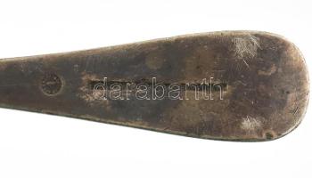 Berndrof ezüstözött tejkeverő kanál, Budapesti Központi Tejcsarnok jelzéssel, h: 23 cm