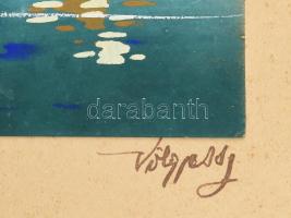 Völgyessy jelzéssel: A Balatonon. Tempera, karton, 14x9 cm, karton hordozóra ragasztva