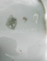 Zsolnay kecskét itató fiú szobor, jelzett, minimális kopással, m: 17 cm sz: 23 cm