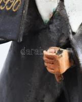 Magiszter. Mázas kerámia figura, jelzés nélkül, botja vége hiányos. 22 cm