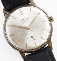Cornavin Geneve karóra. 17 köves, mechanikus, működik, másodperc segédkörrel, bőr szíjjal, kis karcokkal, számlap d: 30 mm