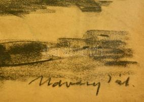 Udvary Pál (1900-1987): Szajna-part, Párizs, litográfia, papír, jelzett, üvegezett fa keretben, 25×3...