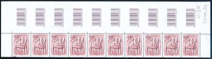 2003 Antik bútorok 35Ft vonalkódos ívszéli 10-es csík, ST papír 11 1/2 : 12 fogazás (40.000) / Mi 4758 block of 10 with bar codes, perforation 11 1/2 : 12