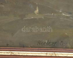 Horoczy G. jelzéssel: Tabán, Hadnagy utca. Olaj, karton. 30x39 cm. Fakeretben. Minimális felületi sé...