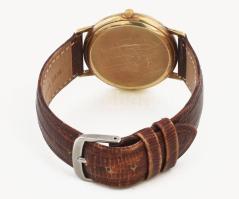 Arany (Au) 14K Tissot karóra, jelzett, quartz, dátumkijelzővel, működik, bőr szíjjal, jó állapotban,...