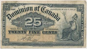 Kanada 1900. 25c Szign.: T. C. Boville T:F,VG folt Canada 1900. 25 Cents Sign.: T. C. Boville C:F,VG spot Krause P#9b