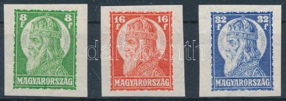1928 Szent István I. vágott sor (40.000) / Mi 438-440 imperforate set