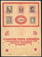 1919 Magyar Tanácsköztársasági arcképek emléklap piros bélyegzéssel (~150.000) / souvenir card with red postmark