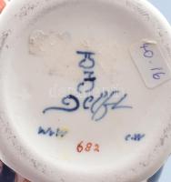 Delft váza, Kézzel festett fajansz, jelzett, hibátlan 19 cm