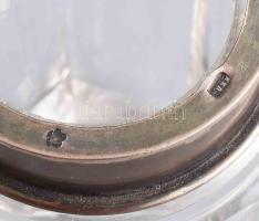 Ezüst (Ag) peremes kristály üvegcse. Jelzett, hibátlan 10 cm