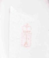 Virágváza szív alakú, kisfiú. Mázas porcelán, jelzett, hibátlan 8 cm