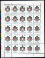 1991 A Szuverén Máltai Lovagrend címere teljes ív / Mi 4164 complete sheet