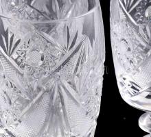 Bohemia ólomkristály likőrös pohár szett. 6 db, jelzés nélkül, hibátlan, m: 13 cm
