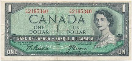 Kanada 1954. 1$ átalakított haj. Szign: Beattie-Coyne T:F kis szakadás Canada 1954. 1 Dollar, modified hair style. Sign: Beattie-Coyne C:F small tear Krause P#74a