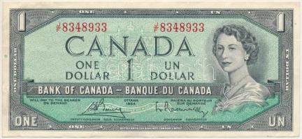 Kanada 1954. 1$ átalakított haj. Szign: Bouey-Rasminsky T:F Canada 1954. 1 Dollar, modified hair style. Sign: Bouey-Rasminsky C:F Krause P#75c