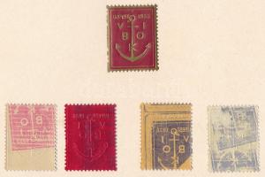 1935 Újpest levélzáró 4 klf nyomási eltérés / 4 labels