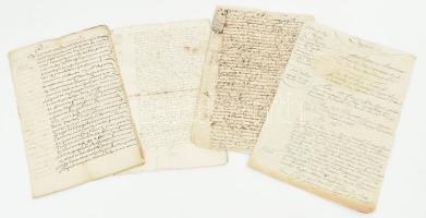 cca 1610-1670 5 db francia hivatalos irat, levél, kettő későbbi másolat,