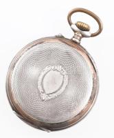 Ezüst (Ag) zsebóra. Jó állapotú tokkal számlappal, szerkezet elindul de tisztításra szorul d: 47 mm