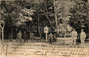 Balatonfüred, Füred; park részlet, Meghívó az Anna Bálra. Balázsovich Gyula kiadása (EB)